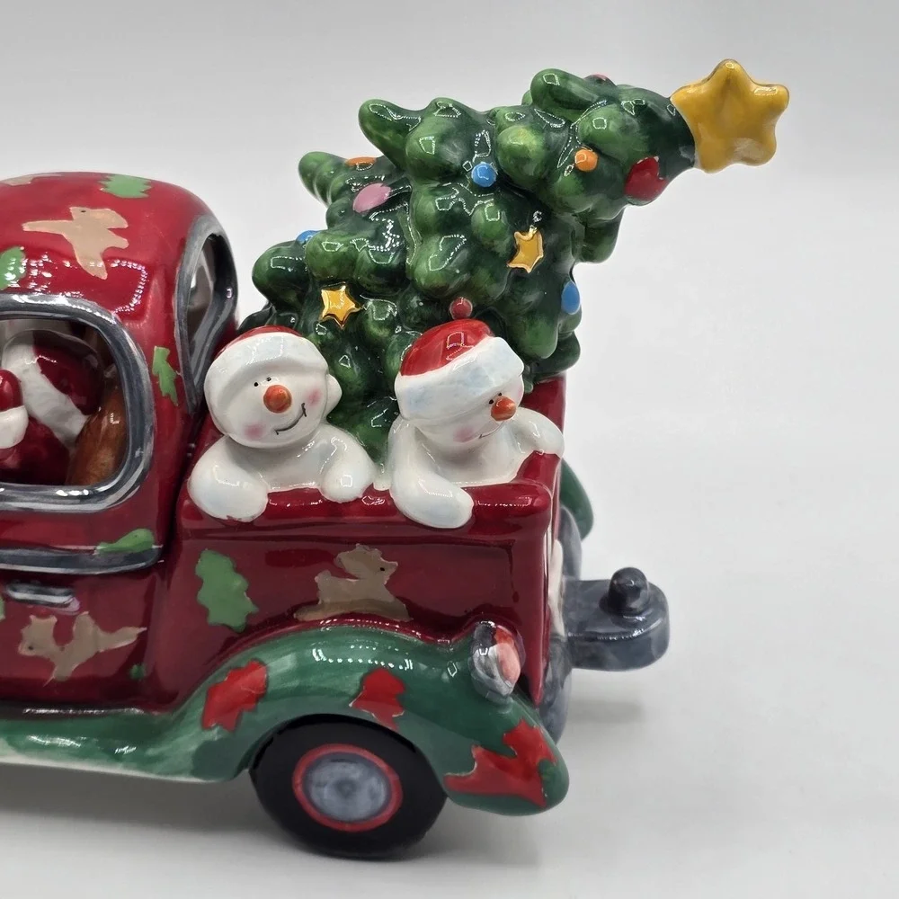 DORR EDDY‎ Santa Claus in Truck w Snowmen Snowman Family Christmas Decor Vtg